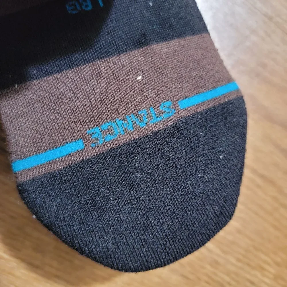 Stance Draft No Show Socks Black Brown Logo Size Large L Infiknit Casual New
